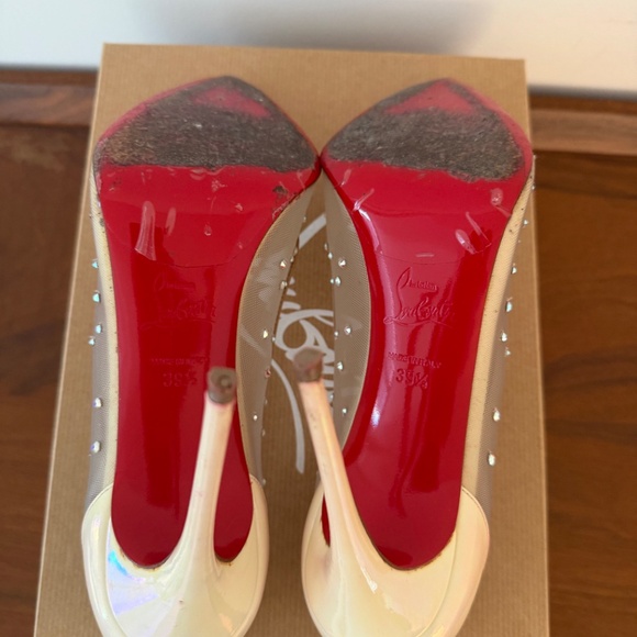 Christian Louboutin Follies 100MM Mesh Strass Pumps W Size 39.5 - Picture 3 of 4